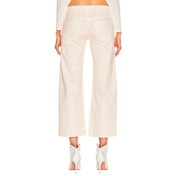 KHAITE Wendell Jean in Ivory - Cream White Brown Stitching Trim Jeans sz 25 - Picture 14 of 16